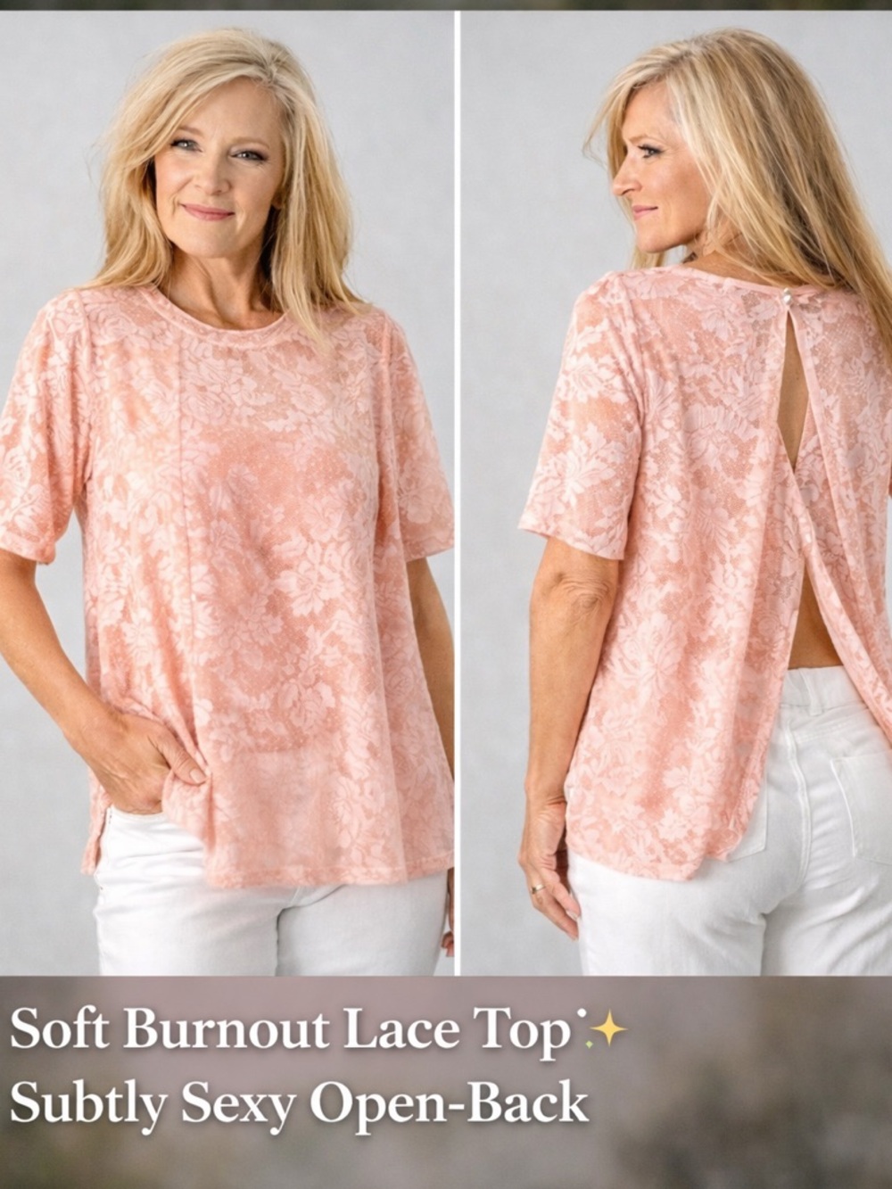 ⭐️NWT,BCBGeneration, Soft Pink Sheer Lace Top, Gorgeous Crossed, Lose-Back, S